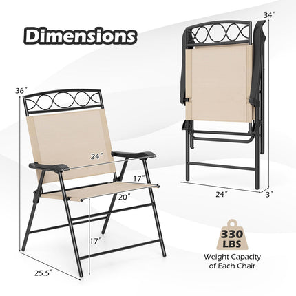 Goplus Folding Patio Chairs Set of 4 | Outdoor Lawn Chairs with Armrests & Metal Frame