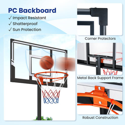 Goplus Portable 3.3- 10FT Adjustable Basketball Goal System w/Shatterproof PC Backboard