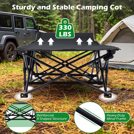 Goplus Camping Cot for Adults with Soft Padded Mat  | Heavy-Duty Folding Portable Oxford Sleeping Bed