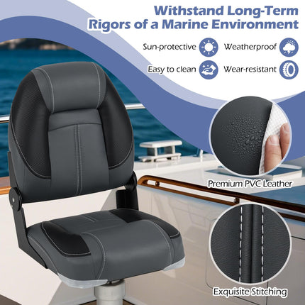 Goplus 3-Pack Folding Boat Seats | 2 High-Back & 1 Low-Back Bass Boat Chairs