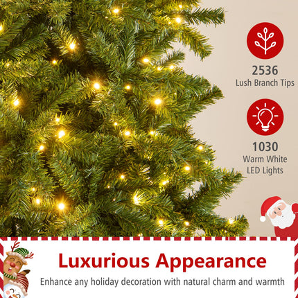 Goplus 12 FT Pre-Lit Artificial Christmas Tree with Quick Power Connector | Indoor Outdoor Holiday Decoration