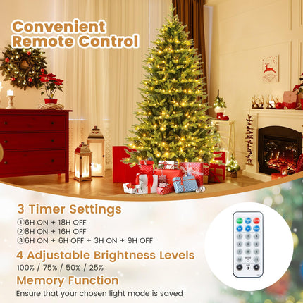 Goplus 7ft Pre-Lit Artificial Christmas Tree with 470 Warm-White & Multi-Color LED Lights