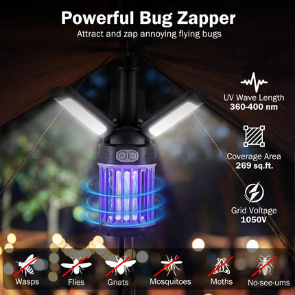 Goplus Outdoor Bug Zapper with Foldable Camping Lantern USB-C Rechargeable