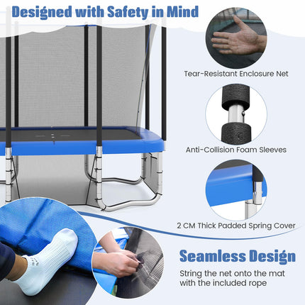 Goplus 10 x 8 FT Heavy-Duty Toddler Trampoline with Basketball Hoop Soccer Goal Non-Slip Ladder