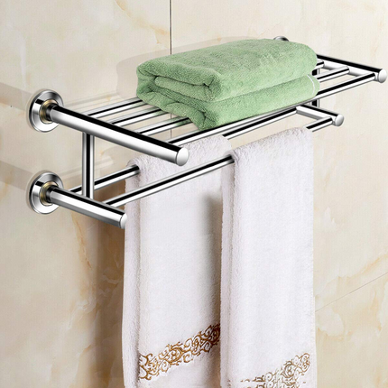 Goplus 24'' Towel Rack, Stainless Steel Metal Bathroom Towel Bar - GoplusUS