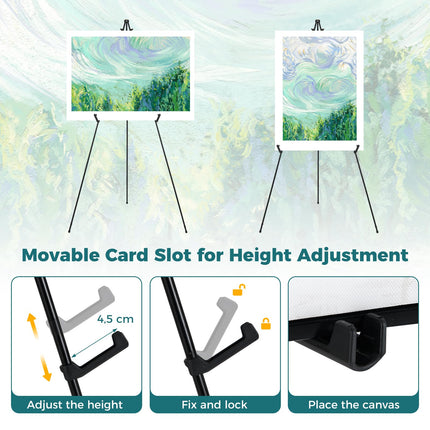 Goplus 65" Metal Easel Stand Set 6-Pack Tripod Display Easels w/Movable Card Slots