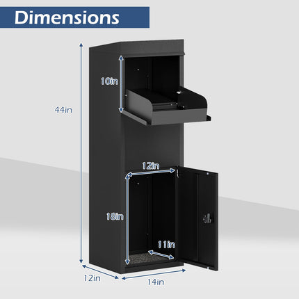Goplus 14" x 12" x 43.5" Galvanized Steel Parcel Drop Boxes with Lock & Anti-Theft Design