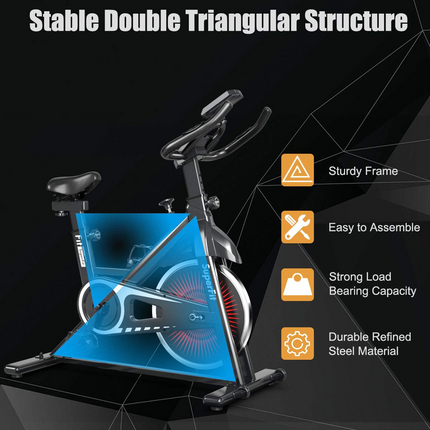 Goplus Indoor Cycling Bike, Silent Belt Drive Exercise Bike with Steel Flywheel, Phone Holder - GoplusUS