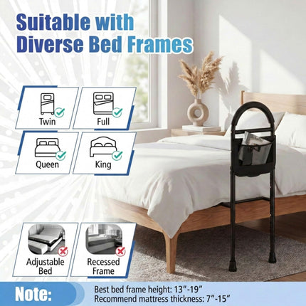 Goplus Bed Rails for Elderly Adults Safety | Adjustable Height Bed Assist Railings with Support Legs