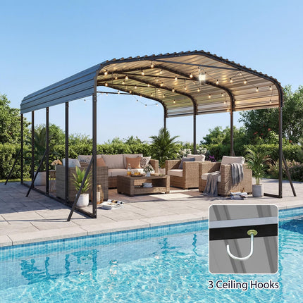 Goplus 12 x 20 FT Heavy-Duty Carport w/Leak-Proof Roof for Trucks Tractors