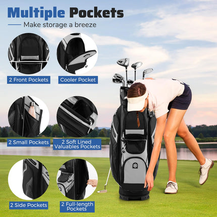 Goplus Lightweight Golf Cart Bag | Molded Lock Top Golf Club Bag for Men Women