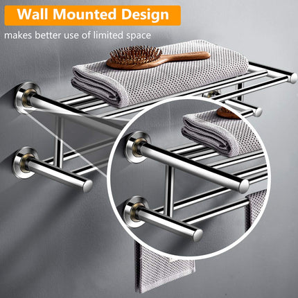 Goplus 24'' Towel Rack, Stainless Steel Metal Bathroom Towel Bar