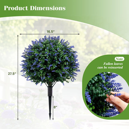 Goplus 2 Pack Artificial Trees 27.5" Faux Floral Shrubs with Ground Spikes