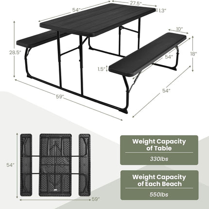 Goplus Foldable Picnic Table with Benches