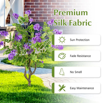 Goplus 39” 2 Pack Artificial Locust Flower Trees | Sun-Proof Indoor & Outdoor Faux Silk Plants