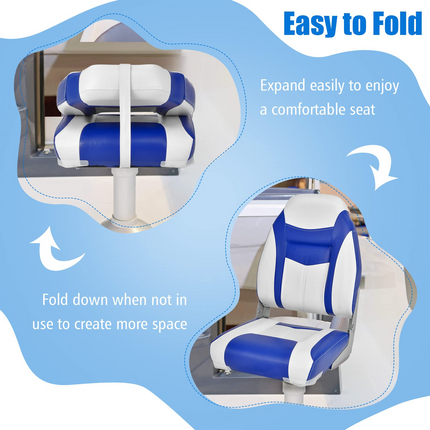 Goplus Low Back Boat Seat, Folding Fishing Seat with Thickened High-density Sponge Padding - GoplusUS
