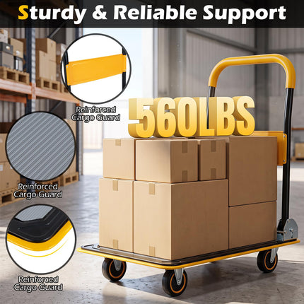 Goplus Folding Platform Cart | Rolling Flatbed Cart Hand Platform Truck (560LBS)