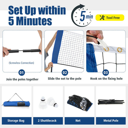 Goplus Portable Badminton Net Set, 14FT Volleyball Pickleball Net
