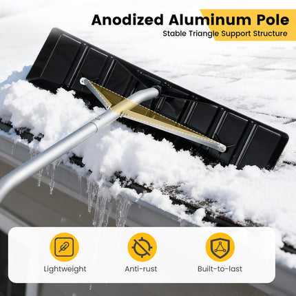 Goplus 25" Blade 5-18.8 FT Extendable Aluminum Snow Removal w/ Angled Head