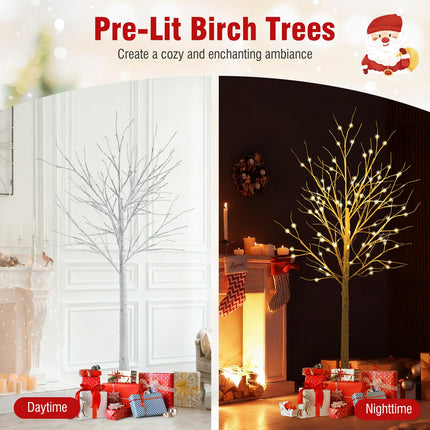 Goplus 4/5/6 FT Pre-Lit Artificial Trees with 216 Warm White LEDs ( Set of 3 )