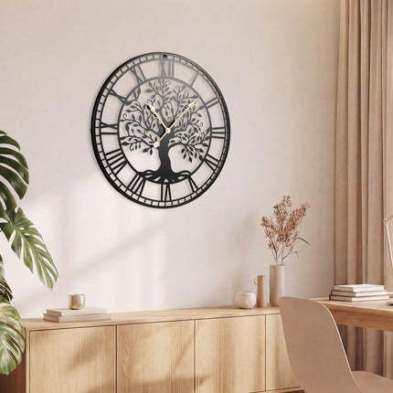 Goplus 27" Tree of Life Big Metal Wall Clock for Living Room Bedroom Kitchen