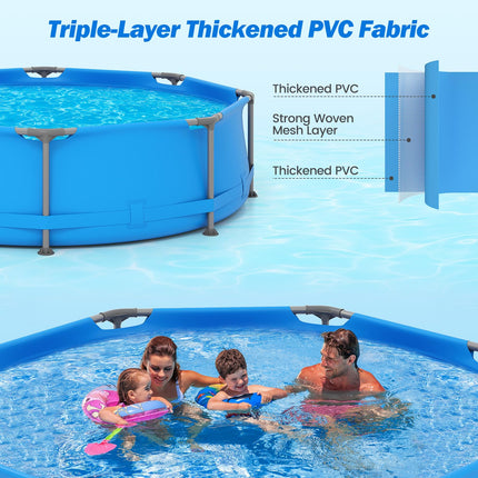 Goplus 8.5'x6'x26'' Metal Frame Above Ground Swimming Pool( 10' Round 1158 Gal )