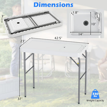 Goplus 42.5 Inch Portable Camping Sink Table with Rotatable Faucet & Drainage Hose