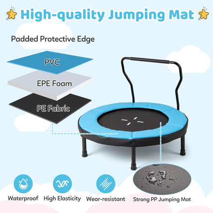 Goplus 40" Indoor/Outdoor Fitness Trampoline with Foam Handlebar & Safety Pad
