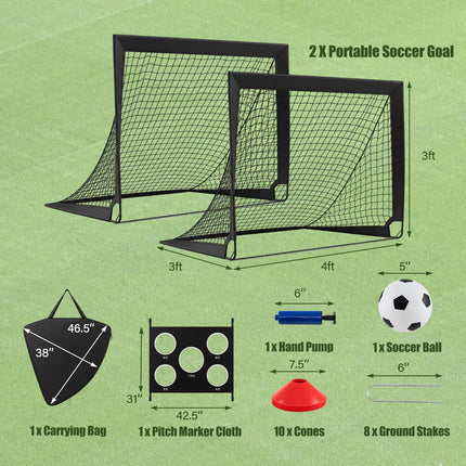 Goplus Portable Soccer Goals for Backyard Set of 2 for Outdoor Sports
