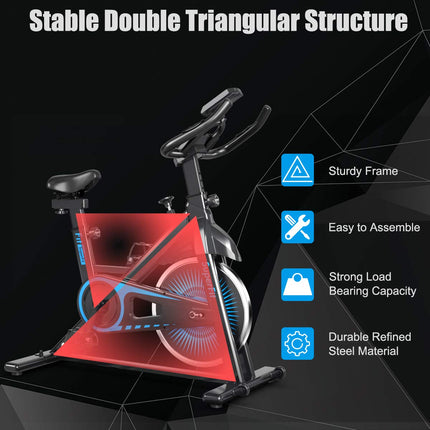 Goplus Indoor Cycling Bike, Silent Belt Drive Exercise Bike with Steel Flywheel, Phone Holder - GoplusUS