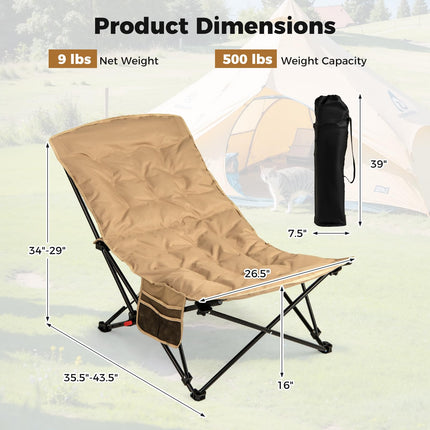 Goplus 4-Position Padded Portable Folding Camping Chair with 500 LBS Support