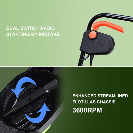 14-Inch 12 Amp Lawn Mower w/Grass Bag Folding Handle Electric Push Lawn Corded Mower - GoplusUS