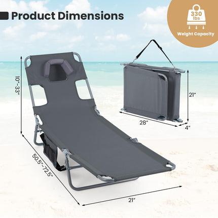 Goplus Tanning Chair Portable Lightweight 10.5LBS Beach Lounger(1/2)