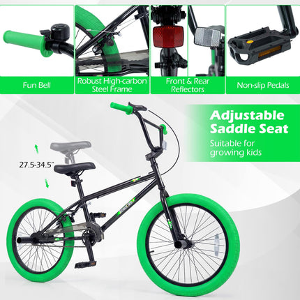 Goplus Freestyle BMX Bike 20" Trick Bicycle w/ 360 Degree Steering & 4 Pegs
