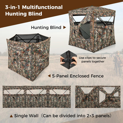 Goplus 3 in 1 Multifunctional Hunting Blind, 360° One-Way See-Through Hunting Tent w/Skylight