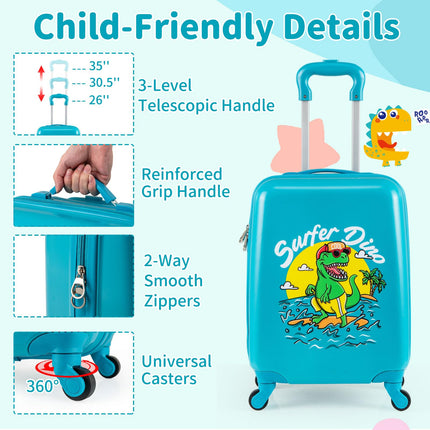 Goplus 2 PCS Kids Luggage | 13" Backpack & 16" Carry-on Suitcase