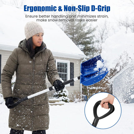 Goplus 48" Long Snow Removal Tool with Ergonomic D-Grip Handle Aluminum Strap & Shaft