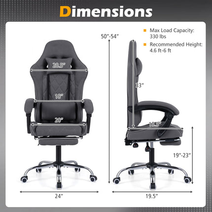 Goplus Ergonomic Gaming Chair with Footrest Lumbar Support Linkage Armrests & Detachable Headrest