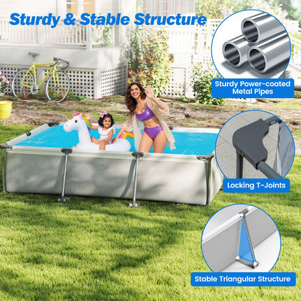 Goplus 10' x 6.8' Rectangle Above Ground Swimming Pool (978 Gal Grey)