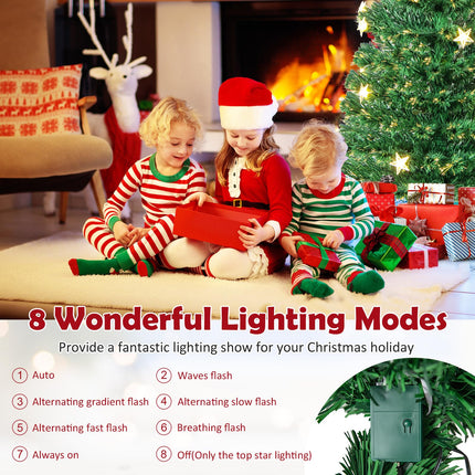 Goplus 7ft Fiber Optic Artificial Christmas Tree with 40 Star LED Lights and 8 Lighting Modes