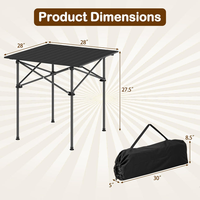 Goplus Outdoor Portable Aluminum Roll Up Table with Snap-Together Design & Carrying Bag