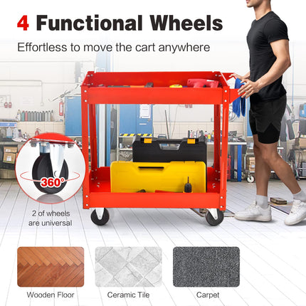 Goplus 2-Tier Utility Cart, Heavy Duty Commercial Service Tool Cart