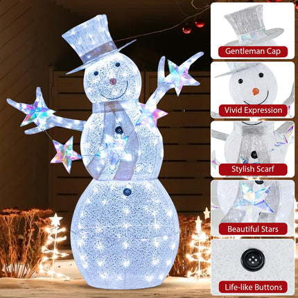 Goplus 5 FT Lighted Snowman Pre-Lit Xmas Snowman with 140 Built-in LED Light