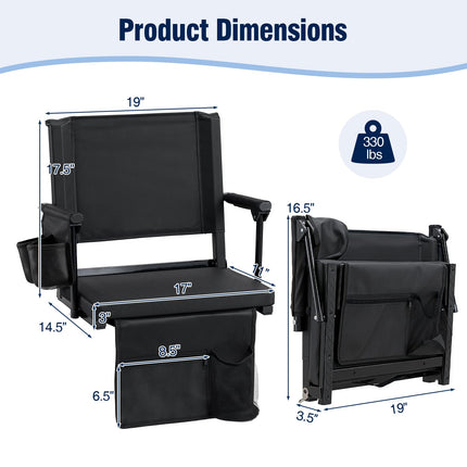Goplus 2 Pack Stadium Seats for Bleachers with Back Support & Cup Holders