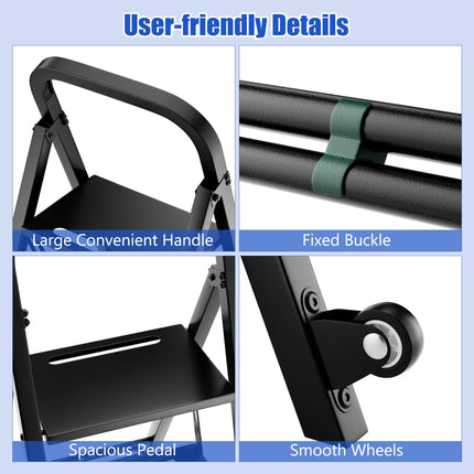 Goplus 2 in 1 Convertible Hand Truck Dolly and Step Ladder