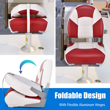 Goplus Low Back Boat Seat, Folding Fishing Seat with Thickened High-density Sponge Padding - GoplusUS
