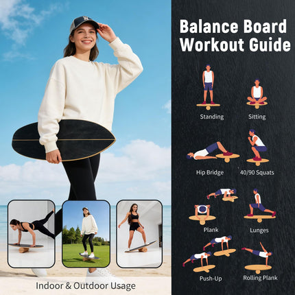 Goplus Balance Board Trainer with Cork Roller and Storage Rack for Adults