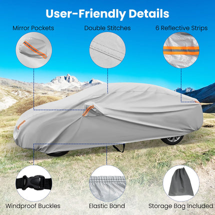 Car Cover for Automobiles 185 Inch Rain Sun UV Protection Universal Fit Sedan Toyota Corolla