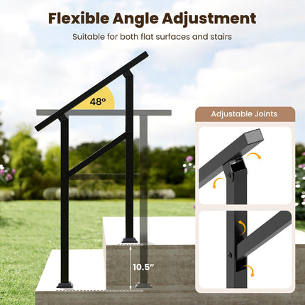 Goplus Handrail for Outdoor Steps Metal Hand Rail Fits 0-2 Steps