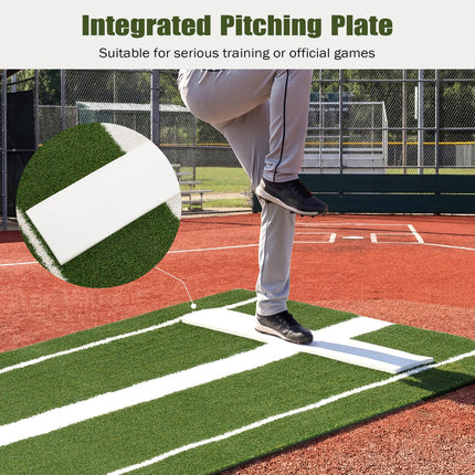 Goplus 10 x 3 FT Baseball Training Aid with Pitching Mound for Indoor Outdoor Practice